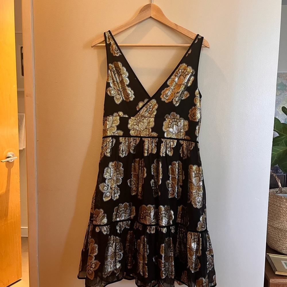 J Crew metallic floral print cocktail dress